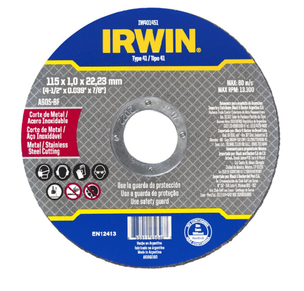 DISCO CORTE METAL IRWIN  41/2